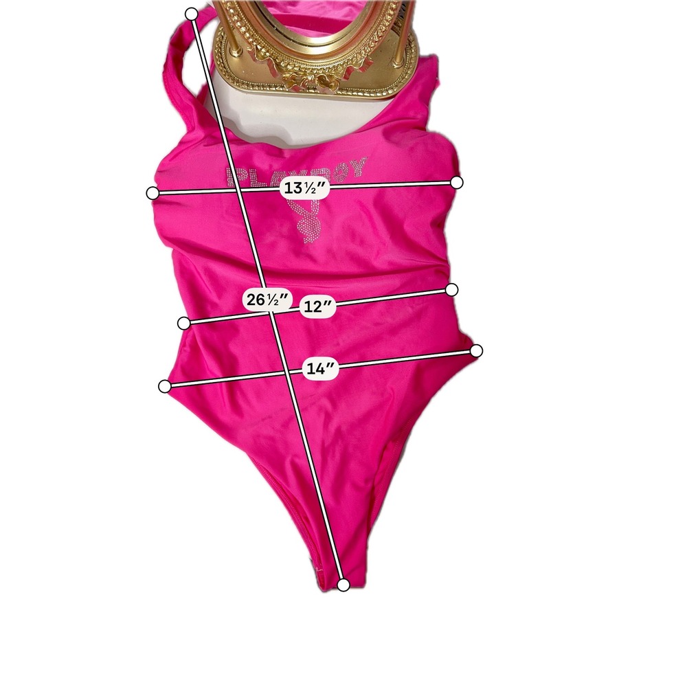 Hot Pink Playboy Rhinestone One Piece Swimsuit Bunny Logo Bikini Summer Sexy NWT - Picture 3 of 5
